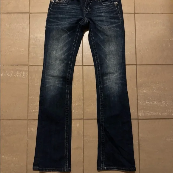 Miss Me Dark Indigo Bootcut Jeans with Fading - Picture 2 of 7